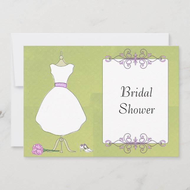 KRW Modern Wedding Dress Bridal Shower Invitation (Front)