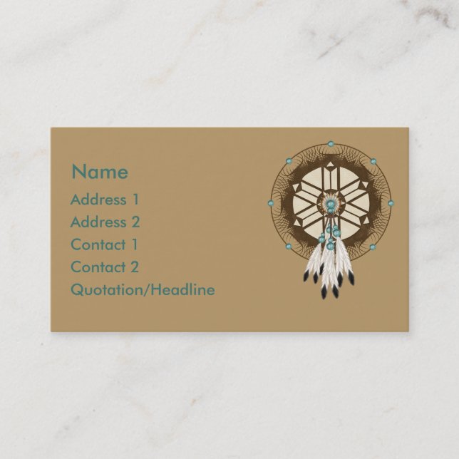 KRW Native American Dreamcatcher Custom Business Card (Front)