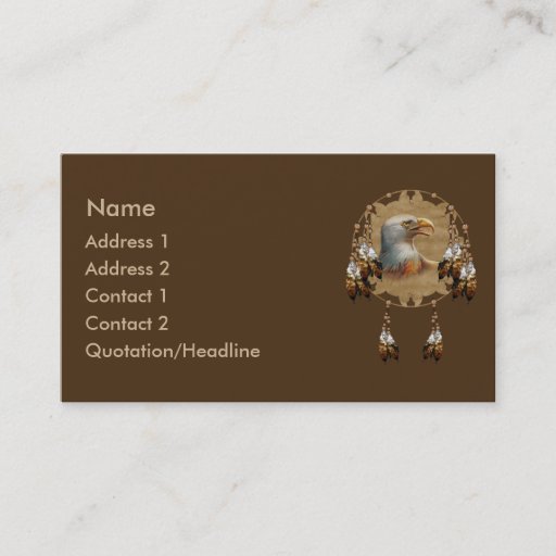 Customizable KRW Native American Eagle Dreamcatcher Business Card Templates
