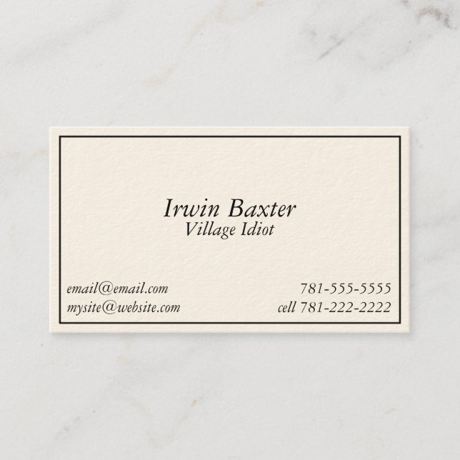 KRW Novelty Joke Village Idiot Bus Card (Front)