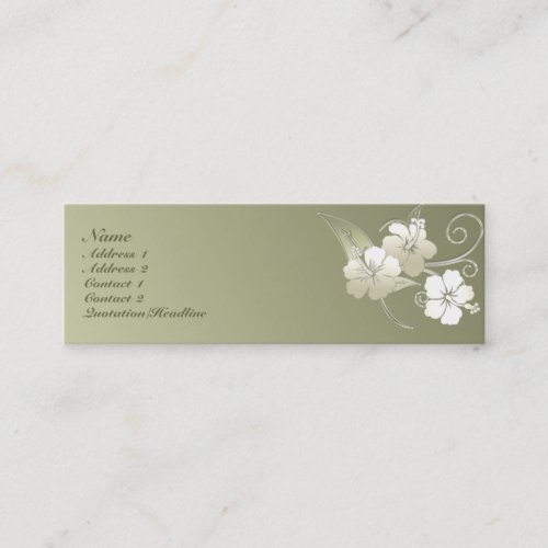 KRW Olive Green Elegant Floral Profile Card Business Card Template
