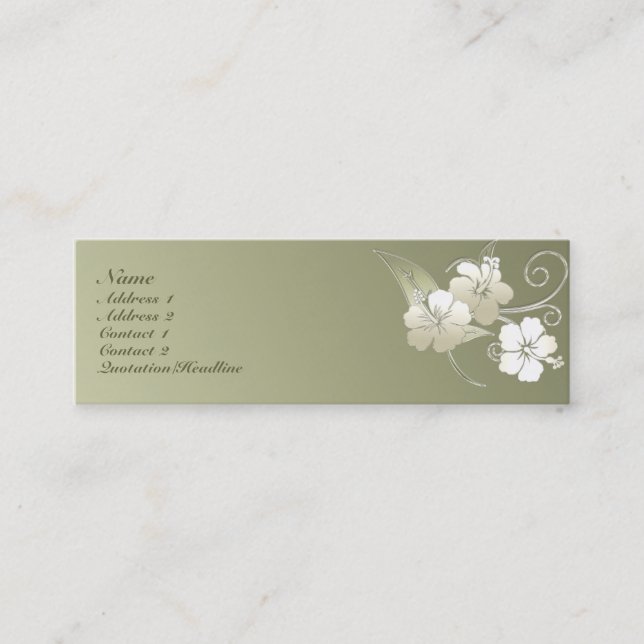 KRW Olive Green Elegant Floral Profile Card (Front)