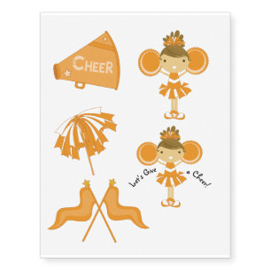 KRW Orange Cheerleader Party Temporary Tattoos