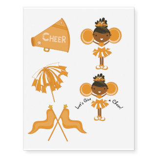 KRW Orange Cheerleader Party Temporary Tattoos