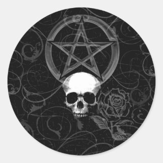 KRW Pagan Grunge Skull Classic Round Sticker