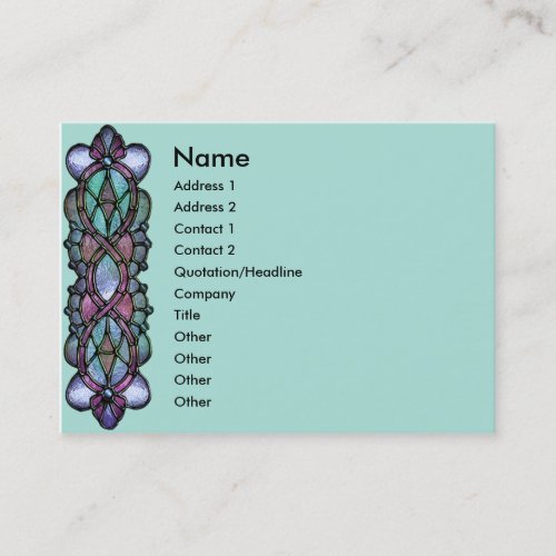 KRW Pale Teal Stained Glass Border Business Card Template