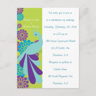 KRW Peacock Floral Custom Wedding Invitation