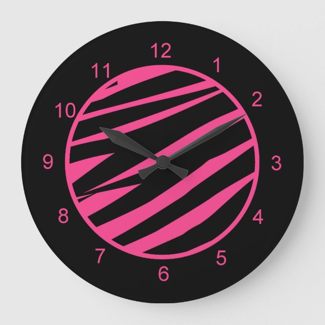 KRW Pink and Black Zebra Diva Wall Clock (Front)