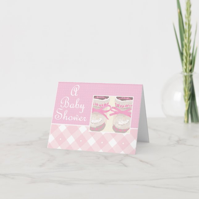 KRW Pink Booties Custom Baby Shower Invitation (Front)