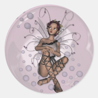 KRW Pink Bubble Fairy Classic Round Sticker