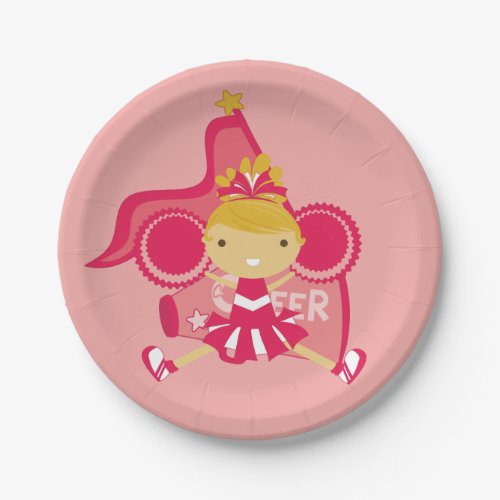 KRW Pink Cheerleader Party Paper Plates