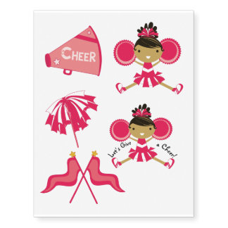 KRW Pink Cheerleader Party Temporary Tattoos