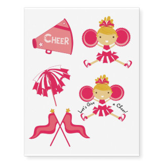 KRW Pink Cheerleader Party Temporary Tattoos