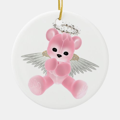 KRW Pink Guardian Angel Bear Ornament