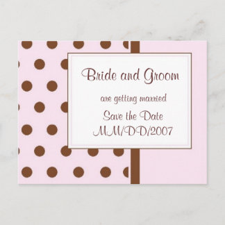 KRW Pink Polka Dot Save the Date Postcard