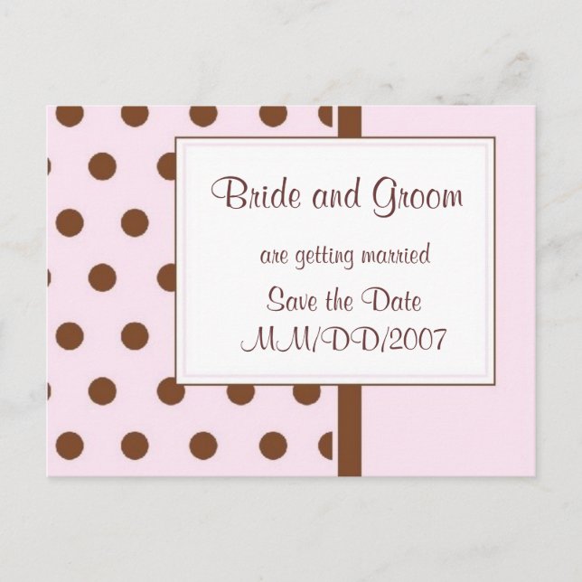 KRW Pink Polka Dot Save the Date Postcard (Front)
