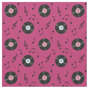 KRW Pink Retro Records Music Fabric