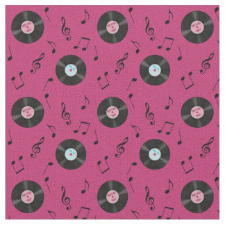 KRW Pink Retro Records Music Fabric