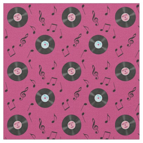 KRW Pink Retro Records Music Fabric