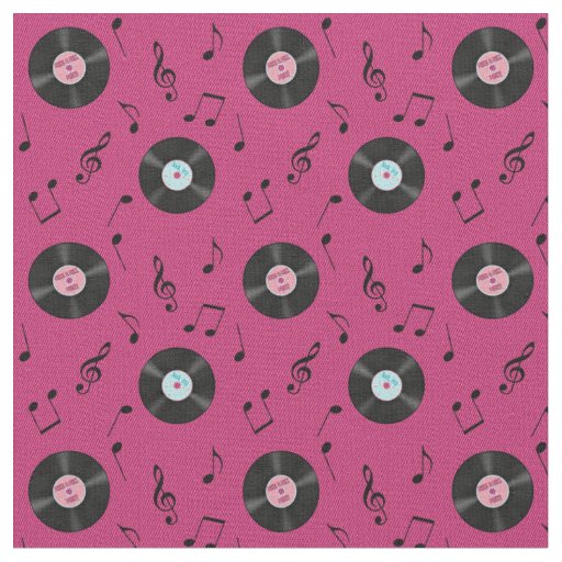KRW Pink Retro Records Music Fabric