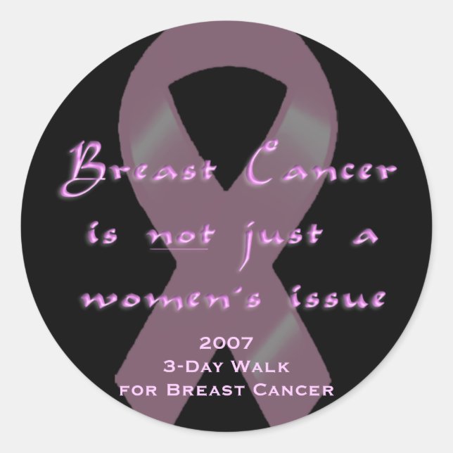KRW Pink Ribbon 3-Day Walk Men Classic Round Sticker (Front)