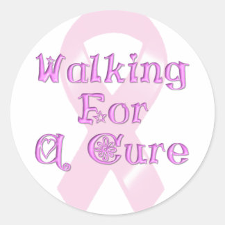 KRW Pink Ribbon Walking for a Cure Classic Round Sticker