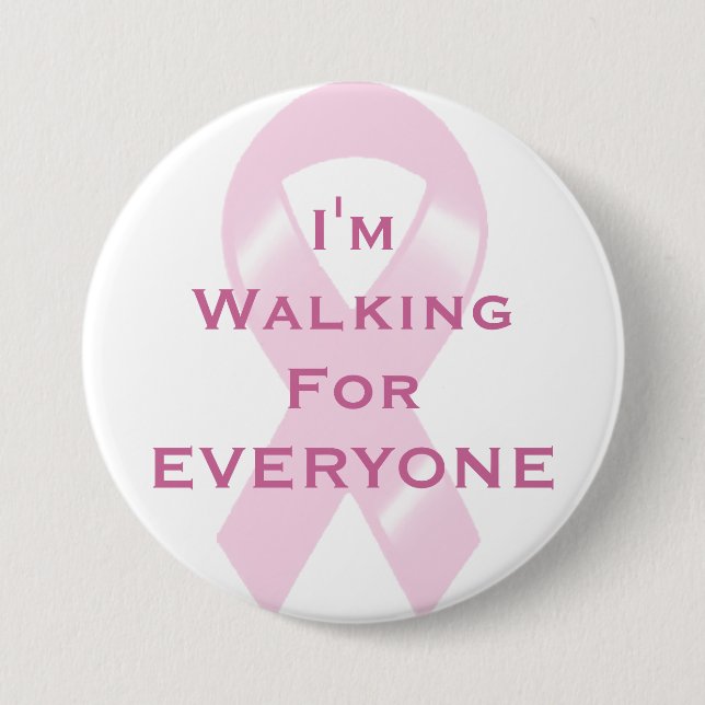 KRW Pink Ribbon Walking For Everyone Pinback Button (Front)