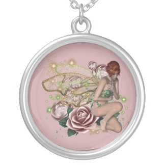 KRW Pink Rose Fairy Fantasy Silver Necklace