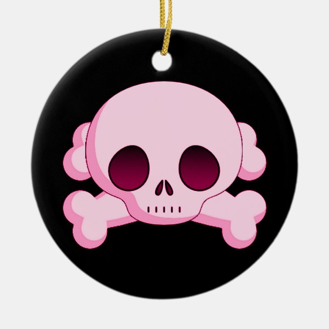 KRW Pink Skull and Crossbones Ornament (Front)