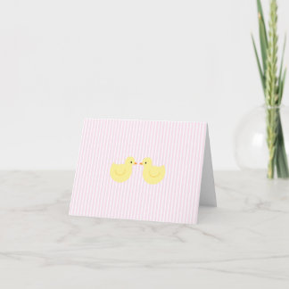 KRW Pink Stripe Rubber Duck Baby Shower Invitation