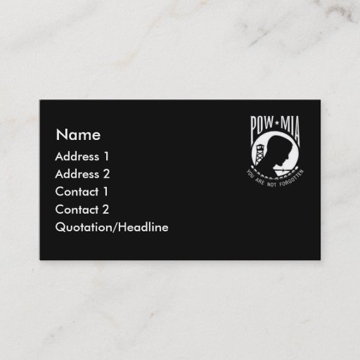 Customizable KRW POW MIA Black Business Card