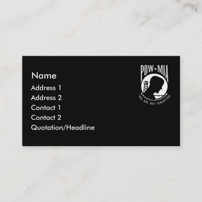 KRW POW MIA Black Business Card (Front)