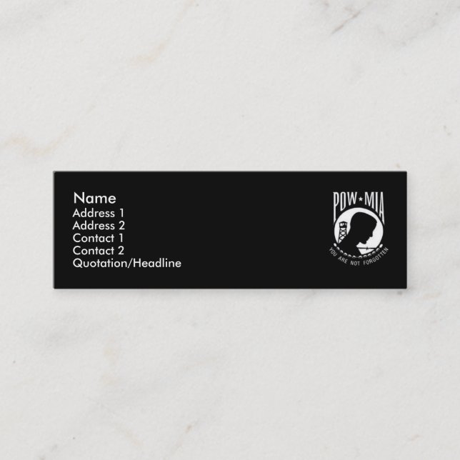 KRW POW MIA Black Profile Card (Front)