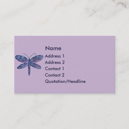 KRW Purple and Navy Blue Dragonfly Business Card