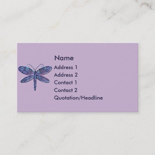 Customizable KRW Purple and Navy Blue Dragonfly Business Card