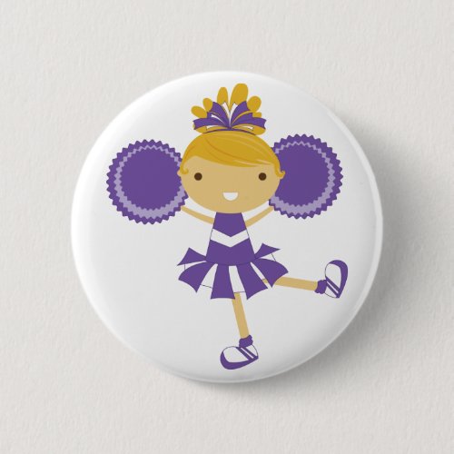 KRW Purple Cheerleader Birthday Party Button