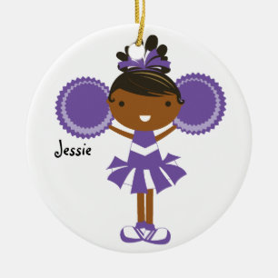 KRW Purple Cheerleader Custom Name Ornament
