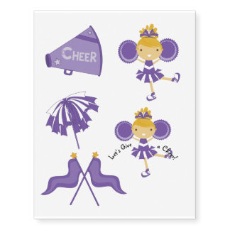 KRW Purple Cheerleader Party Temporary Tattoos