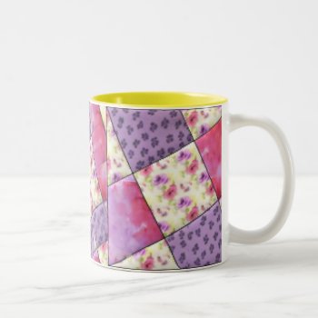Krw Purple Floral Quilt Two-tone Coffee Mug by KRWDesigns at Zazzle