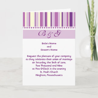 KRW Purple Stripe Custom Wedding Invitation