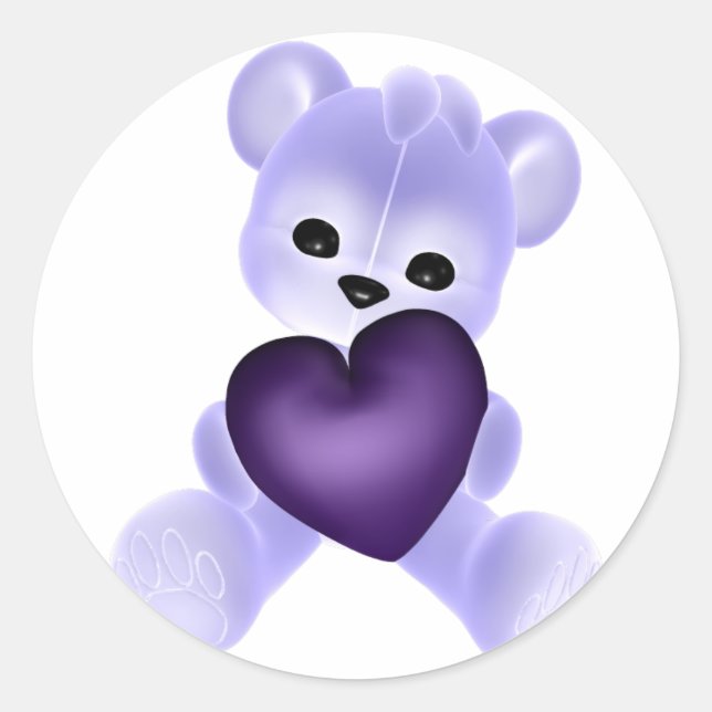 KRW Purple Teddy Classic Round Sticker (Front)