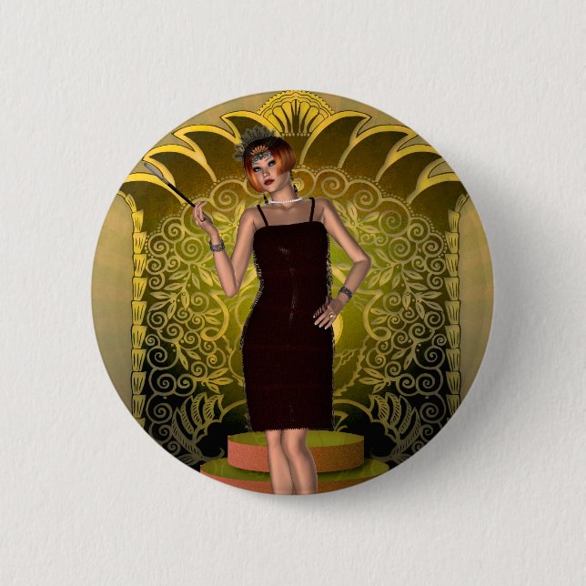 KRW Putting on the Ritz Deco Flapper II Button (Front)