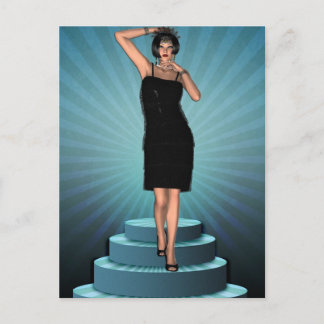 KRW Putting on the Ritz Deco Flapper Postcard