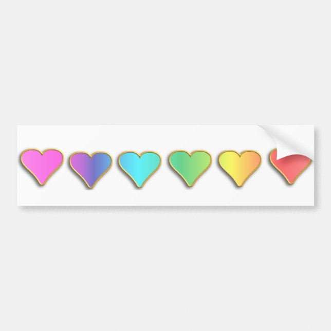 KRW Rainbow Hearts Bumper Sticker (Front)