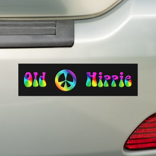 KRW Rainbow Old Hippie Peace Sign Bumper Sticker | Zazzle