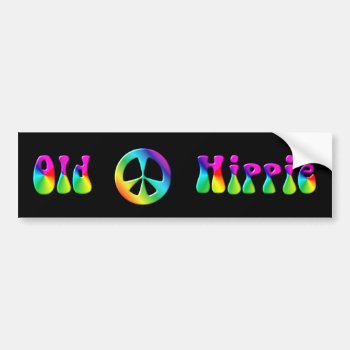 Krw Rainbow Old Hippie Peace Sign Bumper Sticker by KRWDesigns at Zazzle