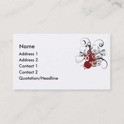 KRW Red Floral Grunge Swirl Business Card