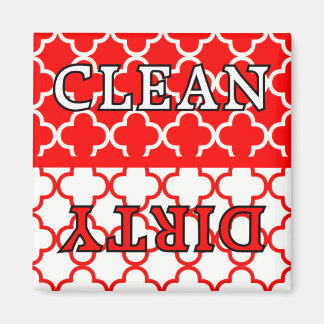 KRW Red Kitchen Clean and Dirty Dishwasher Magnet