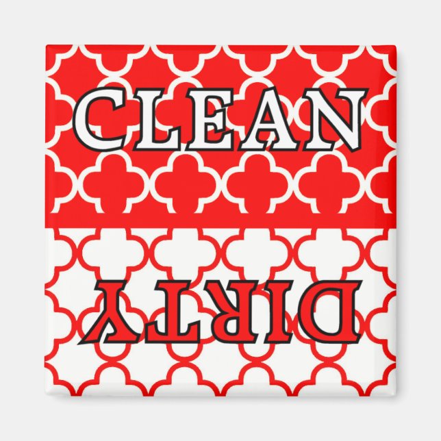 KRW Red Kitchen Clean and Dirty Dishwasher Magnet (Front)