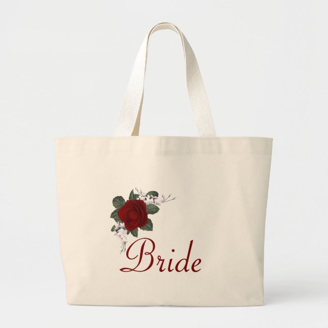 KRW Red Rose Bride Wedding Tote (Front)